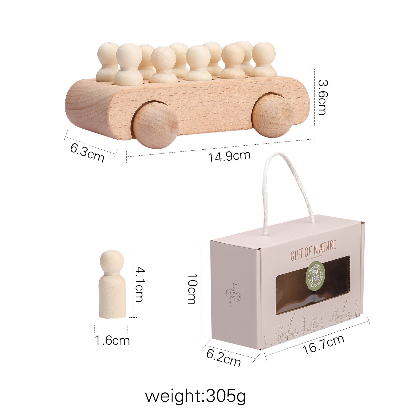 Wooden boutique, environmentally friendly, safe, baby stroller, children's puzzle toys, building blocks, handcart