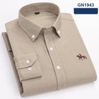 Cotton men's long sleeved shirt for middle-aged men, wrinkle resistant cotton shirt