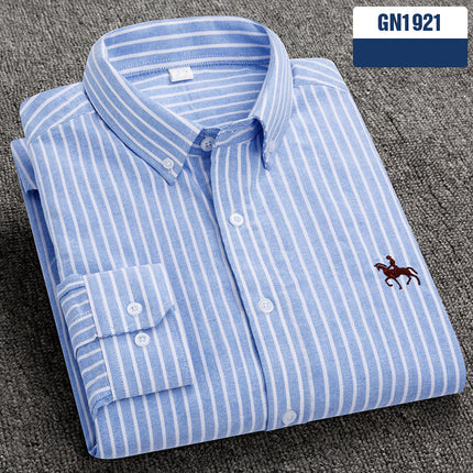 Cotton men's long sleeved shirt for middle-aged men, wrinkle resistant cotton shirt