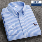 Cotton men's long sleeved shirt for middle-aged men, wrinkle resistant cotton shirt