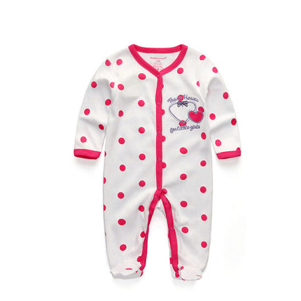 Newborn pure cotton double button crawling clothes baby jumpsuit closed door children's clothing