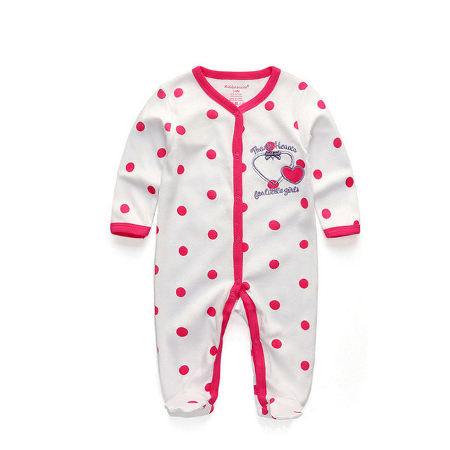 Newborn pure cotton double button crawling clothes baby jumpsuit closed door children's clothing