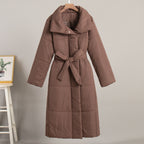 Long Length Cotton Coat Outerwear Loose Casual Warm Long Stand Collar