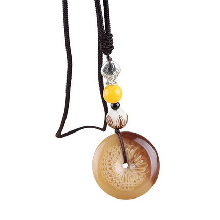 Simple ethnic style Bodhi necklace long sweater chain men's and women's versatile cotton and linen clothing accessories tourist