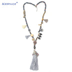 New Clothing accessories Bohemian ethnic beaded chains tassel Necklace colorful Pompoms long fringe Buddha Pendants Necklace