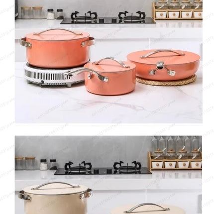 Hot Sell Pressed Caraway Ceramic Coating Cookware Set with Stainless Steel Handle