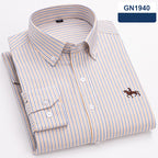 Cotton men's long sleeved shirt for middle-aged men, wrinkle resistant cotton shirt