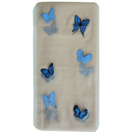 Black Silk Sexy Thin Blue Butterfly Printed Letters Ins Moisture-Proof Hook Silk Arbitrarily Cut White Socks Women
