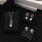 Color: Cc - Adult: yes - Fashion Classic Necklace Earring Earnail Set Series Elegant Necklace Fashion Men's and Women's Chain Wedding Brooch Earnail Set Special Design Jewelry Top Quality