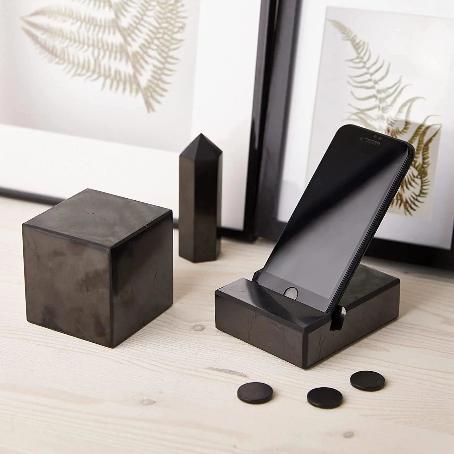 1/3/5pcs Shungite Graphite Small Round Tablet Laptop Mobile Phone Sticker,Christmas Back to School Season Graduation Season Gift