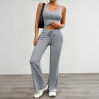 European and American yoga style sleeveless vest slightly flared pants set