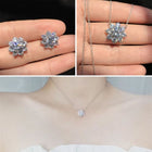 Color: White - designer jewelry set earrings necklaces sparkling jewelry real sterling silver round cut white topaz stud earring women clavicle pendant necklace thin chain gifts