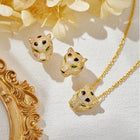 Color: As Picture - Designer Collection Fashion Style Earrings Necklace Inlay Full Cubic Zircon Diamond Black Enamel Spots Leopard Panther Party Jewelry Sets
