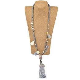 New Clothing accessories Bohemian ethnic beaded chains tassel Necklace colorful Pompoms long fringe Buddha Pendants Necklace