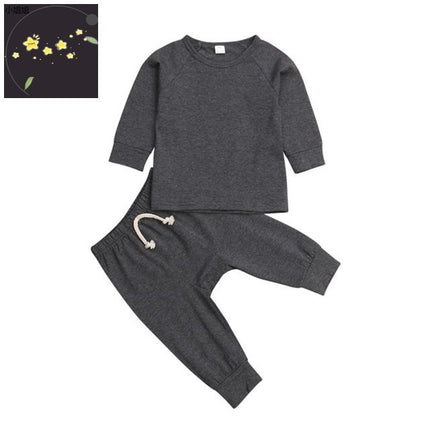 Color: Dark Grey, Child size: 12M - Rompers Clothes Cotton Tracksuits Set Baby Children Clothing