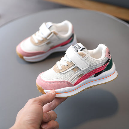 Size: 30, Color: Beige - Kids Mesh Breathable Sneakers Running Shoes