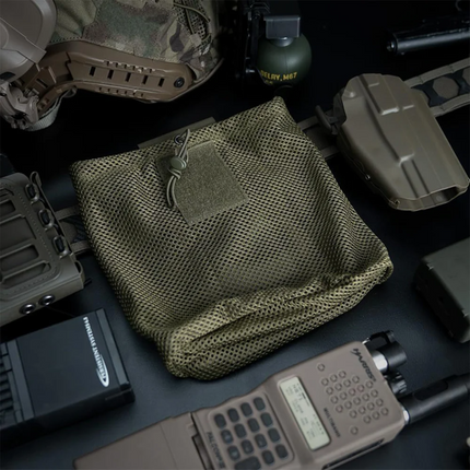 Tactical Dump Pouch Foldable High Capacity Nylon Mesh MOLLE Belt Compatible Lightweight Durable