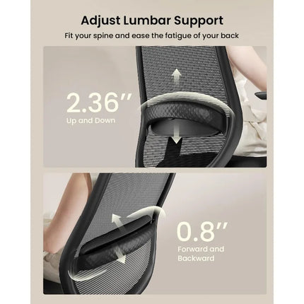 Ergonomic Office Chair – EC200 High-Back Mesh Computer Chair with Lumbar Support, 3D Adjustable Headrest & Sliding Seat