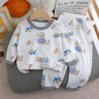 New Summer Children's Long-sleeved Trousers Home Clothes Set Cotton Underwear Baby Thin Pajamas Children Clothing