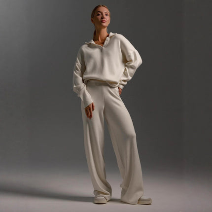 Knitted Sweater Straight Wide Leg Pants Two-Piece Set High Neck