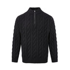 Hemp Pattern Coarse Knit British Half-Zip Heavy Knit Sweater for Men and Women