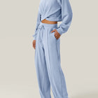 Crisscross Round Neck Top and Drawstring Pants Set