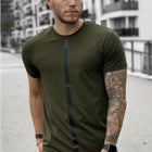 Summer New Men's Fashion Fitness Slim Short-sleeved T-Shirt Cotton Men's Outdoor Jogging Training Silk Stretch Short-Sleeved