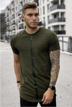 Summer New Men's Fashion Fitness Slim Short-sleeved T-Shirt Cotton Men's Outdoor Jogging Training Silk Stretch Short-Sleeved