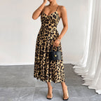 European and American summer women's clothing style fashionable elegant leopard print suspender dress