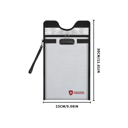 1pc Fireproof Waterproof Document Bag With Zipper Combination Lock Phones Laptops Anti-Theft Emf Protection Portable Faraday Bag