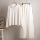 Knitted Sweater Straight Wide Leg Pants Two-Piece Set High Neck