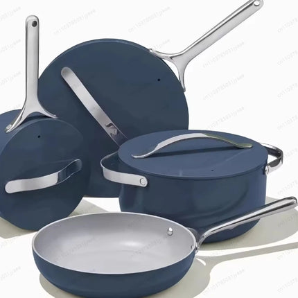 Hot Sell Pressed Caraway Ceramic Coating Cookware Set with Stainless Steel Handle