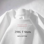 100% Cotton GSM 250G Men's T-shirt Summer Heavy Solid Color Round Neck Short Sleeve Basic Top Men's T-shirt