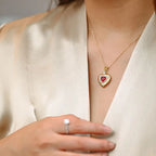 Luxury Fashion Red Zircon Heart Shaped Pendant Necklace for Women 2023 New Exquisite Jewelry Necklace Accessories Wholesale Gift