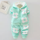 Autumn plus velvet set for girls' outdoor wear, three flower early winter clothing, two-piece set for small and medium-sized children's autumn clothes, trendy