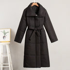Long Length Cotton Coat Outerwear Loose Casual Warm Long Stand Collar