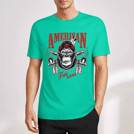 New 2025 Pure cotton short sleeved T-shirt Front print Multiple colors