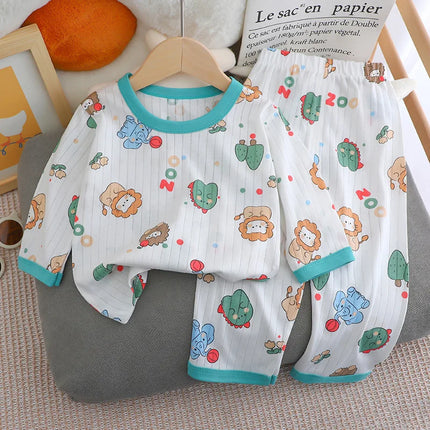 New Summer Children's Long-sleeved Trousers Home Clothes Set Cotton Underwear Baby Thin Pajamas Children Clothing