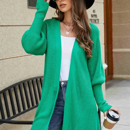 Open Front Lantern Sleeve Cardigan