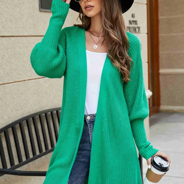 Open Front Lantern Sleeve Cardigan