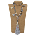 New Clothing accessories Bohemian ethnic beaded chains tassel Necklace colorful Pompoms long fringe Buddha Pendants Necklace