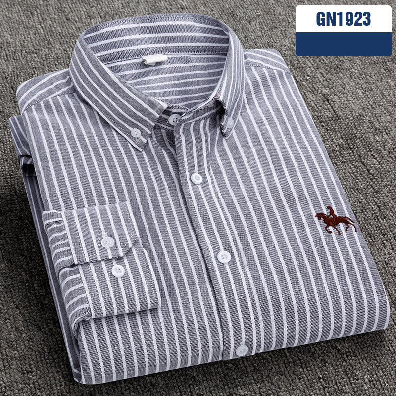 Cotton men's long sleeved shirt for middle-aged men, wrinkle resistant cotton shirt