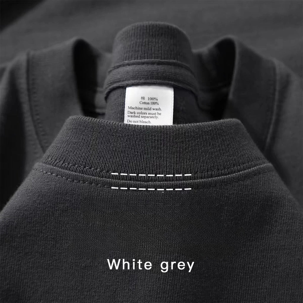 100% Cotton GSM 250G Men's T-shirt Summer Heavy Solid Color Round Neck Short Sleeve Basic Top Men's T-shirt