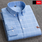 Cotton men's long sleeved shirt for middle-aged men, wrinkle resistant cotton shirt
