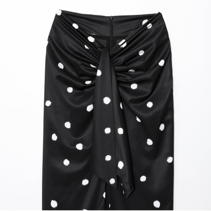 Women's clothing European and American storm point pleated decoration slit skirt