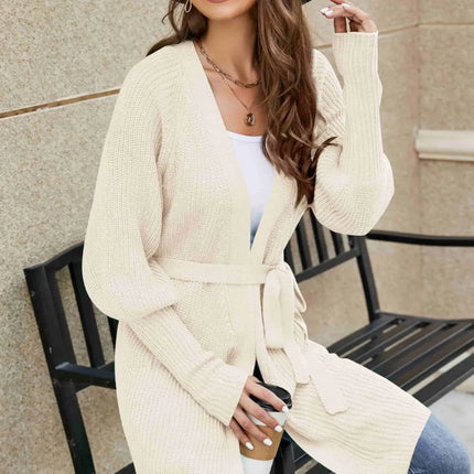 Open Front Lantern Sleeve Cardigan