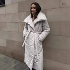 Long Length Cotton Coat Outerwear Loose Casual Warm Long Stand Collar