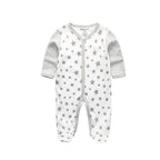 Newborn pure cotton double button crawling clothes baby jumpsuit closed door children's clothing