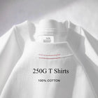 100% Cotton GSM 250G Men's T-shirt Summer Heavy Solid Color Round Neck Short Sleeve Basic Top Men's T-shirt
