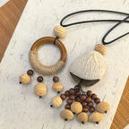 Yunyu Fruit Shell Ringing Necklace Hanging Bell Walnut Fruit Pendant Sweater Chain Cotton and Hemp Clothing Accessories